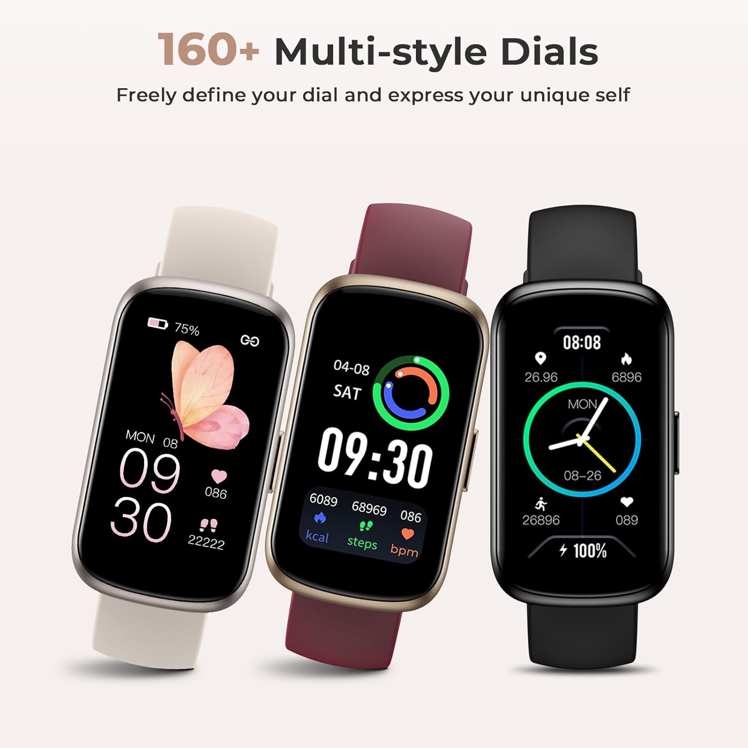 Fitness Tracker with 24/7 Heart Rate, Blood Oxygen, Sleep Monitor, 3ATM Waterproof Fitness Watch/Smart Watch/Activity Tracker, Pedometer/Step Counter, Calorie Tracker for Women Men, Black